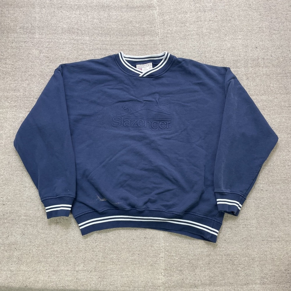Vintage Embroidered‎ Fleece Sweatshirt Mens XL Blue 1990s Slazenger